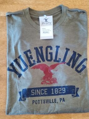Yuengling Brewery Olive Green Logo Tee with Red Eagle